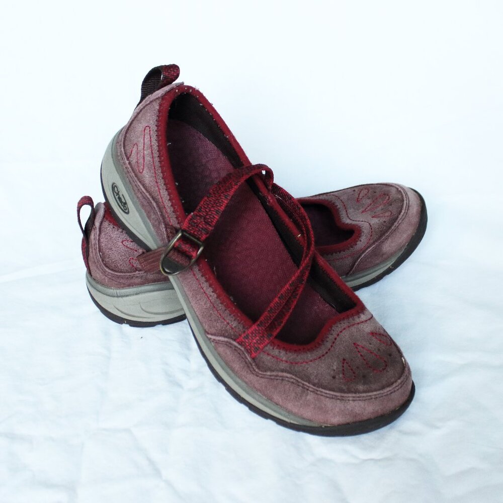 Chaco Womens Mary Jane Hiking Closed Toe Pink Grey Sandals Shoes Sz 7.5